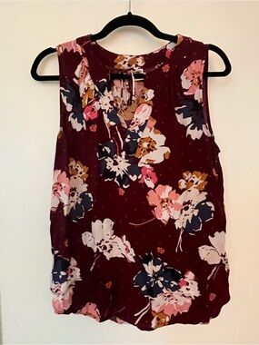 Old Navy Burgundy Floral Tie-Back Sleeveless Camisole